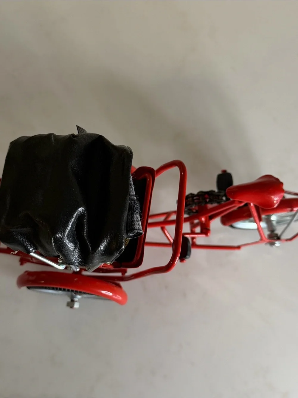 Miniature die cast Red Tricycle Rickshaw with Black Canopy, souvenir- Vietnam